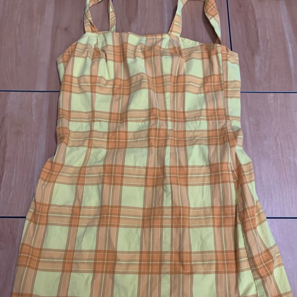 flannel yellow zip up dress